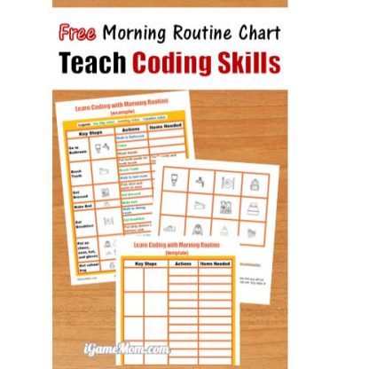free morning routine template teaching computer coding skill